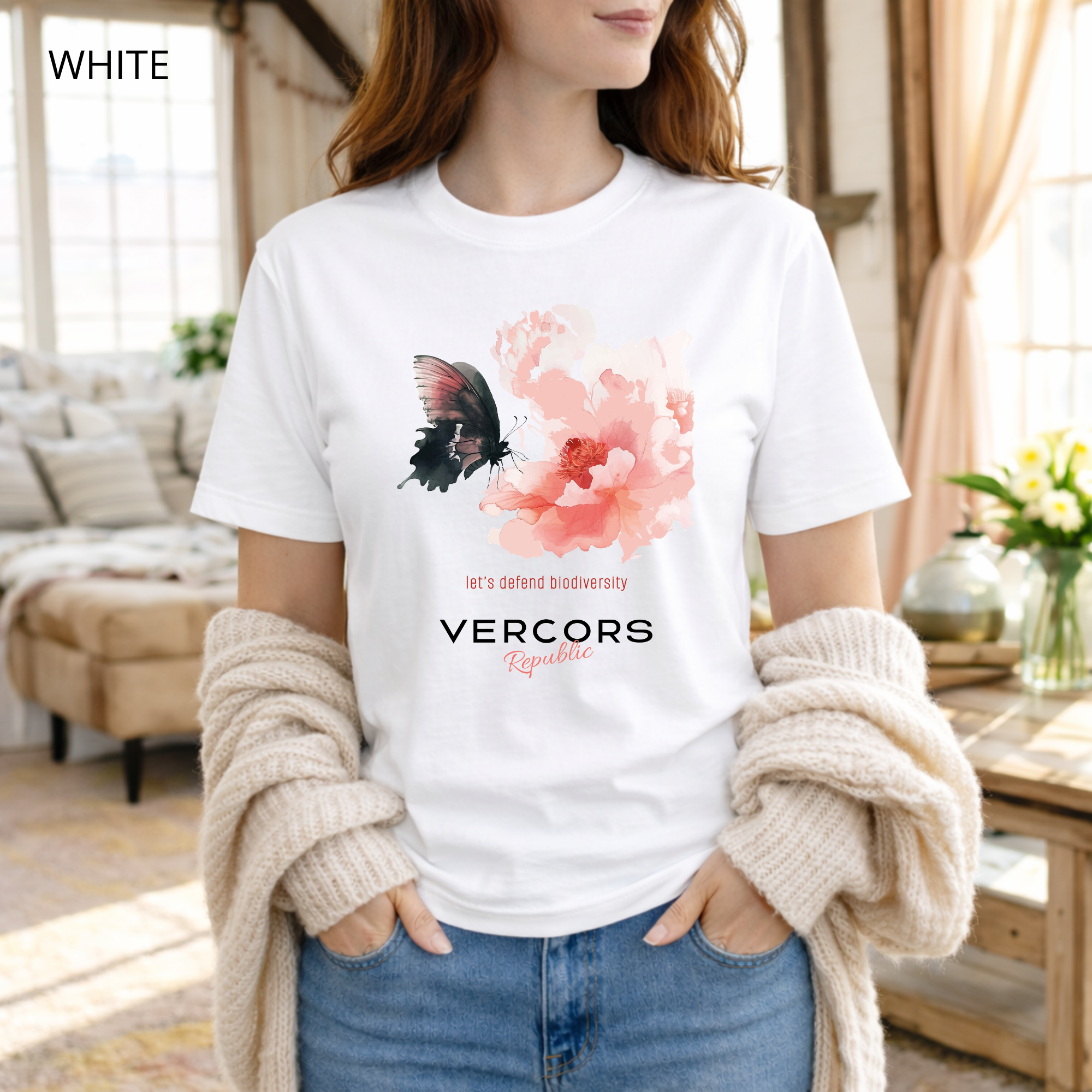 T-shirt unisexe en coton biologique - Papillon Aquarelle