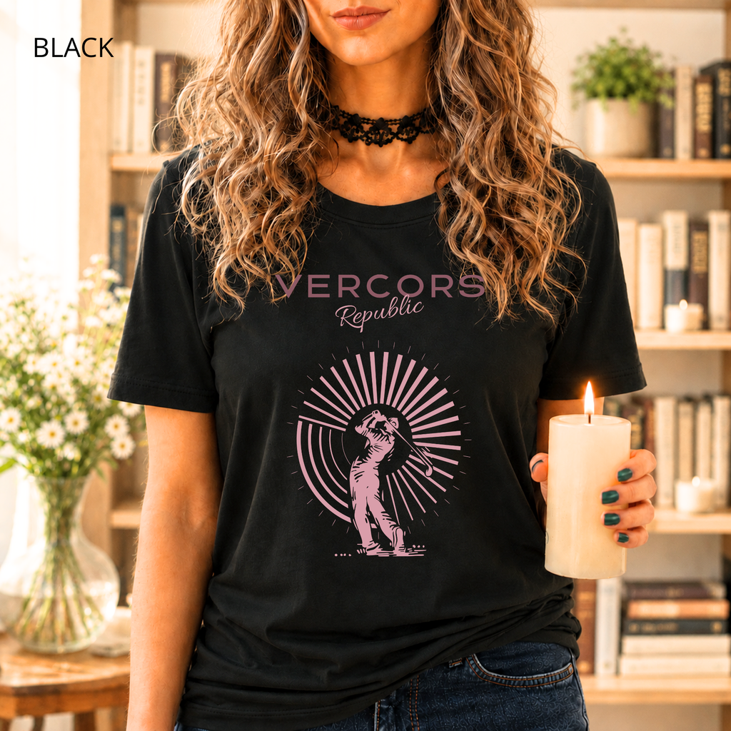 T-shirt unisexe en coton biologique - Golfeur Rose