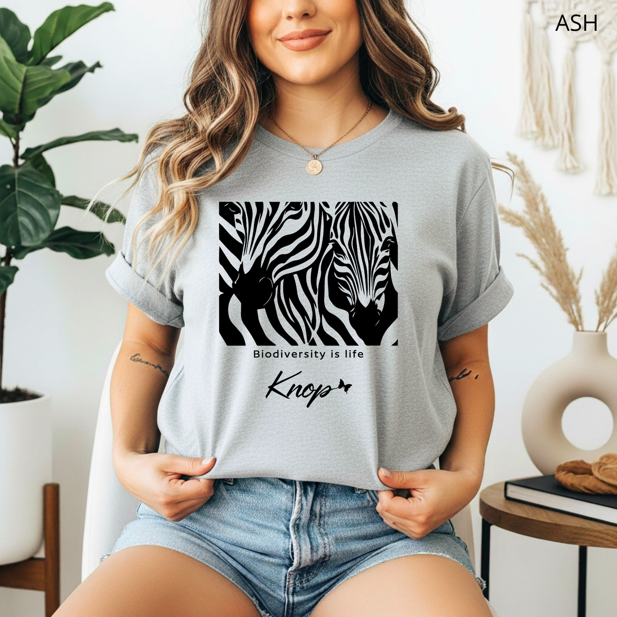 T-Shirt Classique Unisexe - KNOP - 2 Zèbres sur Fond Blanc