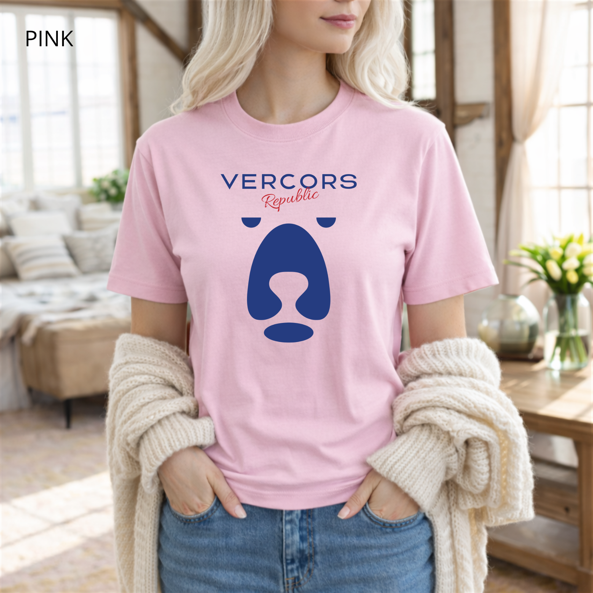 T-shirt unisexe en coton biologique - Ours Large Bleu Marine