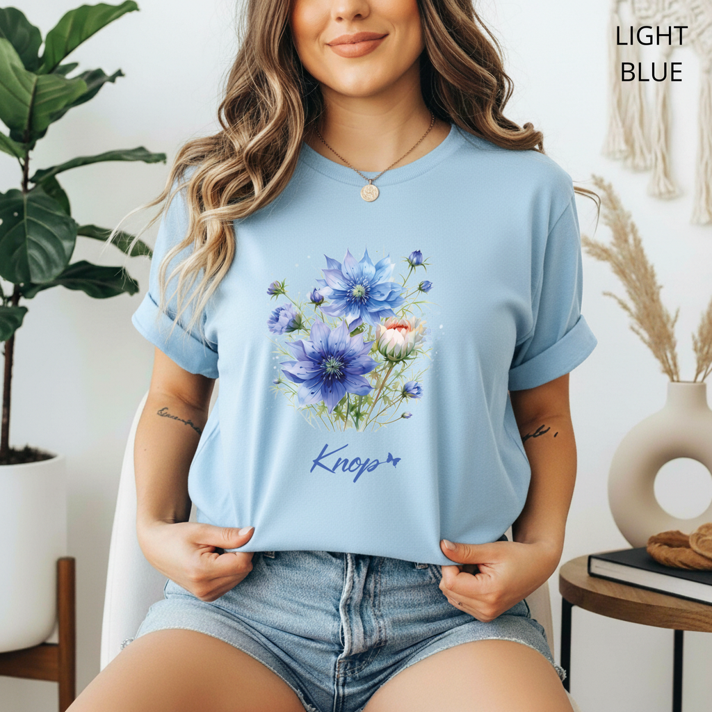 T-Shirt Classique Unisexe - KNOP - Bouquet de Grosses Fleurs Bleues
