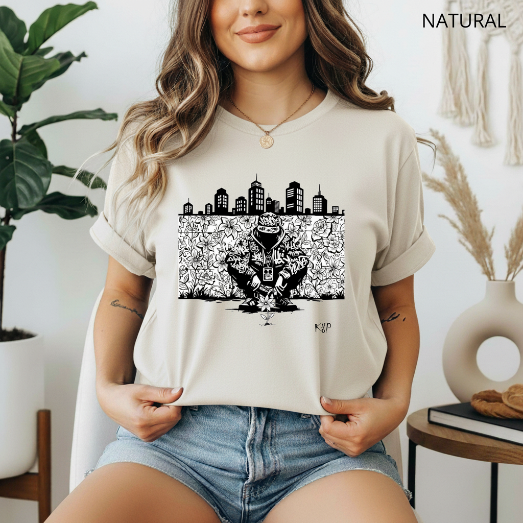 T-shirt classique unisexe - KNOP - Tagueur devant une Fleur
