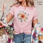 T-shirt classique unisexe - KNOP - Fleur Pastel Bleue et Rouge