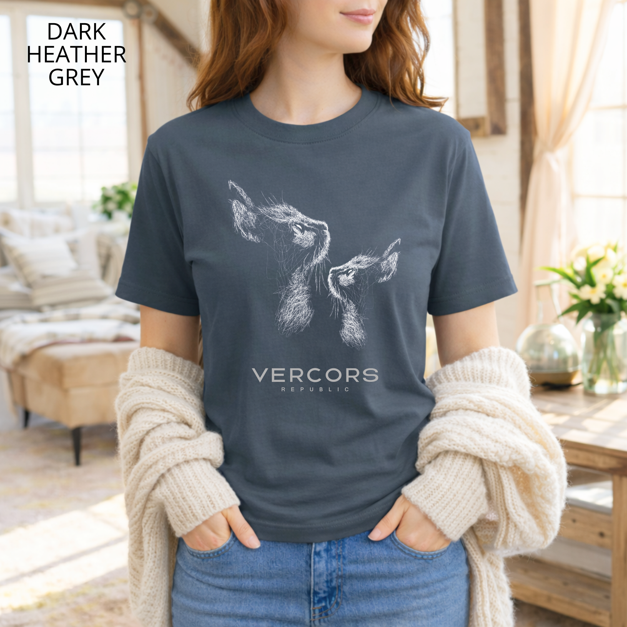 T-shirt unisexe en coton biologique -  Profil de 2 Chats