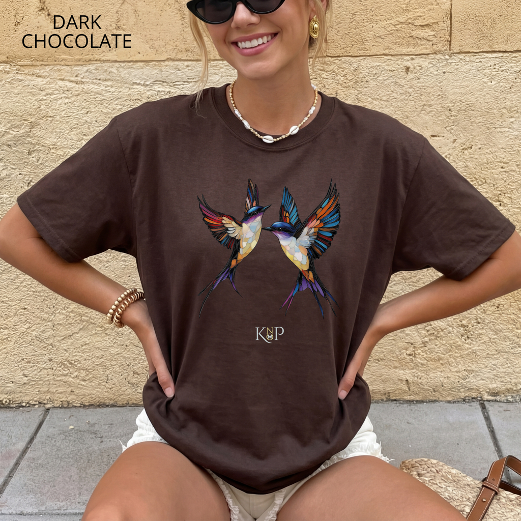 T-shirt classique unisexe - KNOP - 2 Oiseaux Multicolores