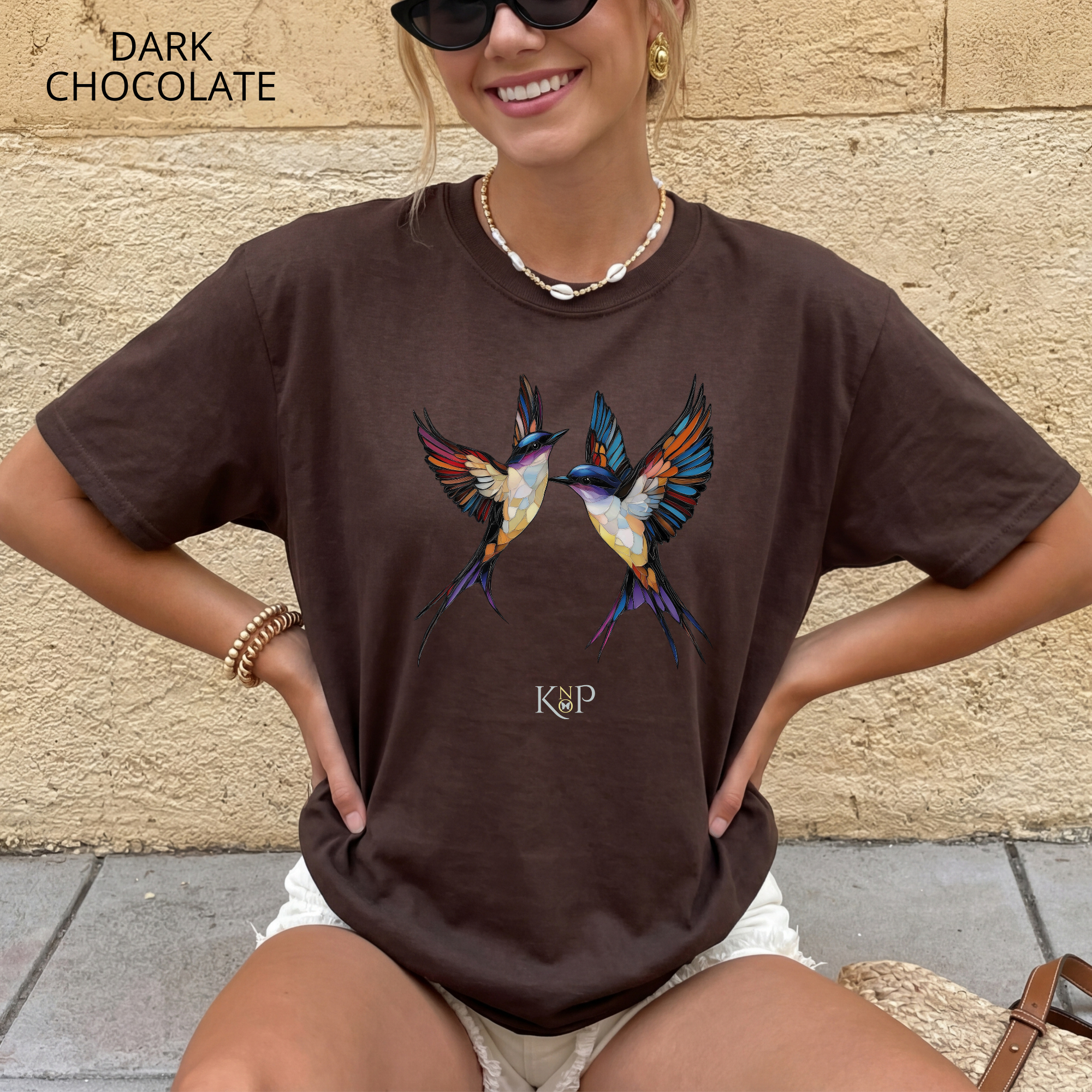 T-shirt classique unisexe - KNOP - 2 Oiseaux Multicolores