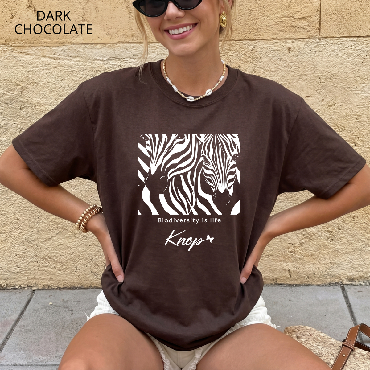 T-Shirt Classique Unisexe - KNOP - 2 Zèbres sur Fond Noir