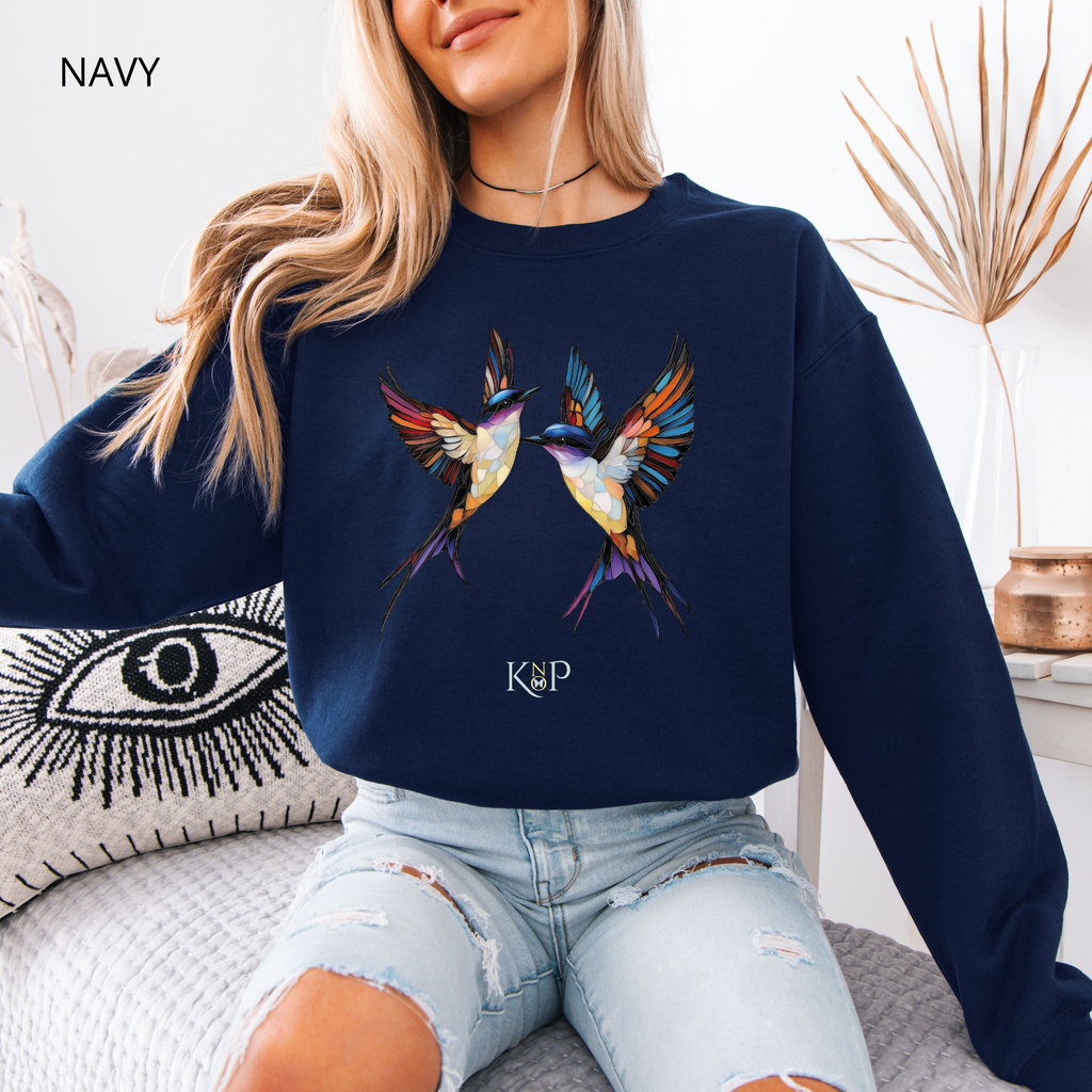 Sweat Unisexe à Col Rond - KNOP - 2 Oiseaux Multicolores