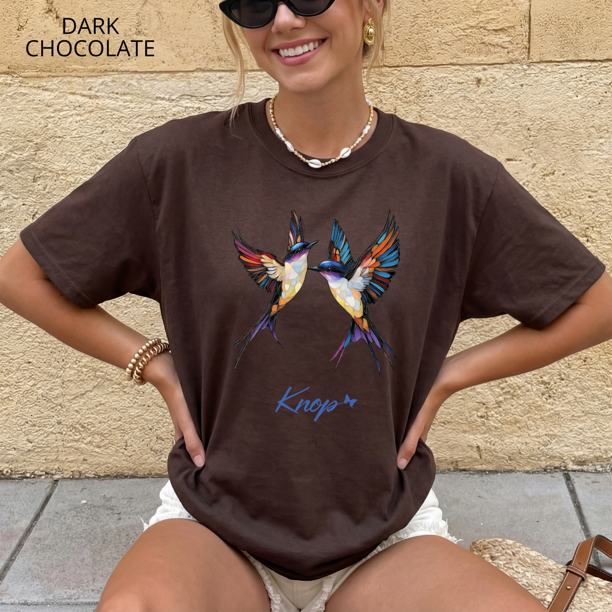 T-Shirt Classique Unisexe - KNOP - 2 Oiseaux Multicolores