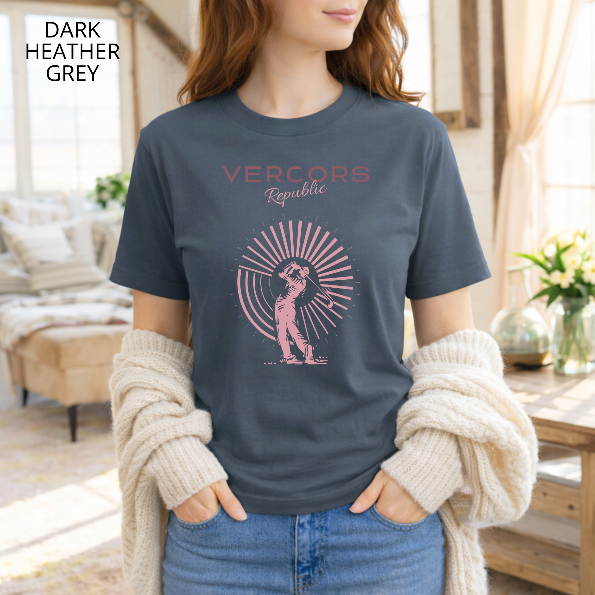 T-shirt unisexe en coton biologique - Golfeur Rose