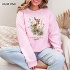 Sweat Unisexe à Col Rond - Bambi Entouré de Fleurs