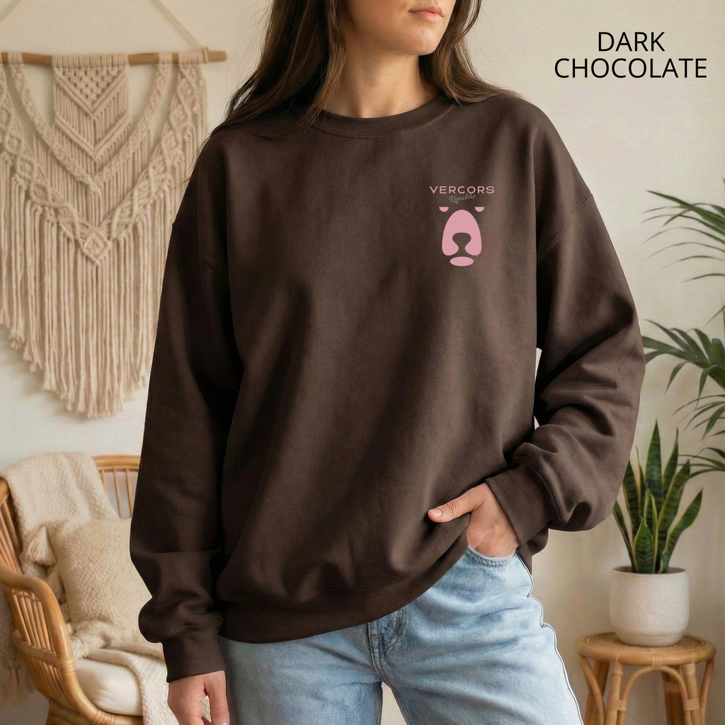 Sweat Unisexe à Col Rond - Logo Ours Rose