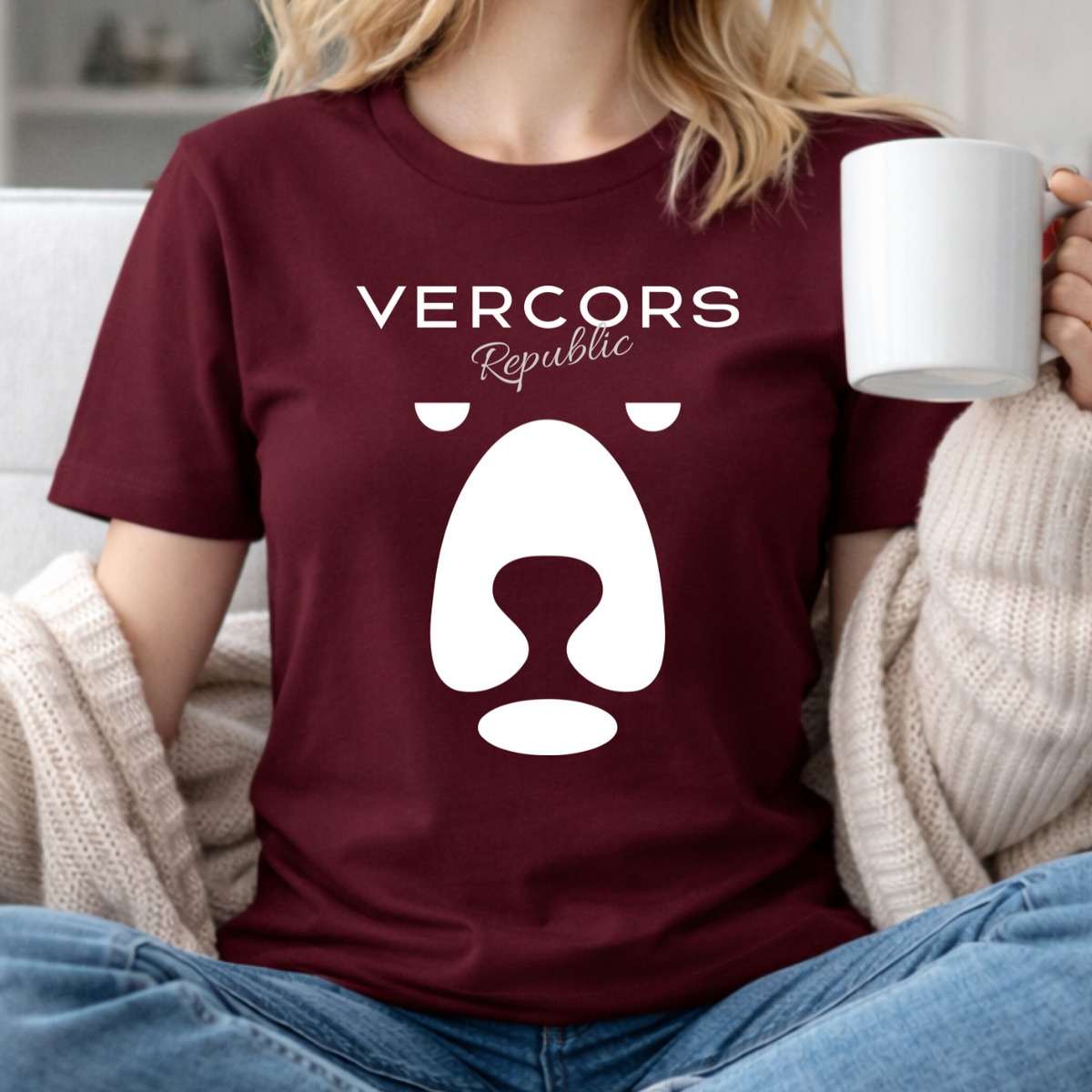 T-Shirt Unisexe en Coton Biologique - Ours Large Blanc