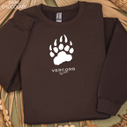 Unisex Sweatshirt with Large Bear Claws Round Neck - White