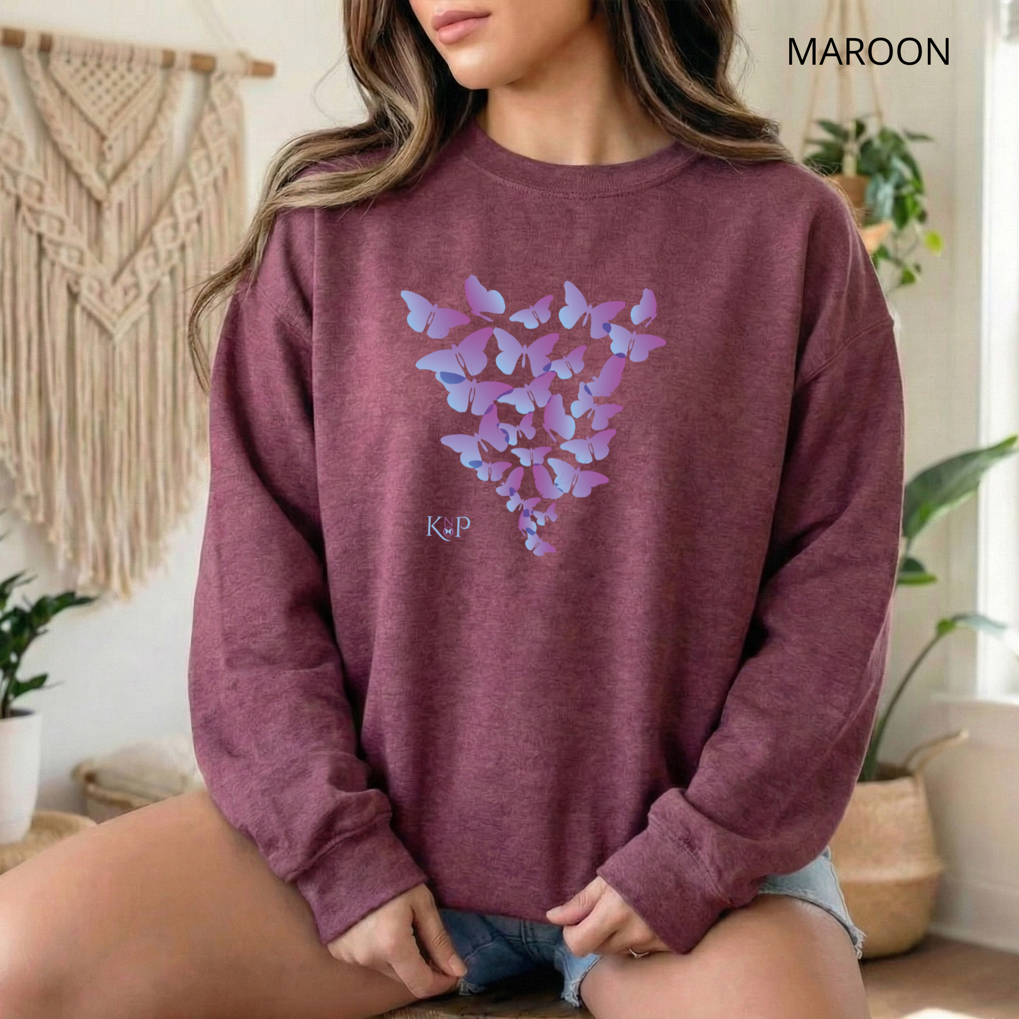 Sweat Unisexe à Col Rond - KNOP - Essaim de Papillons
