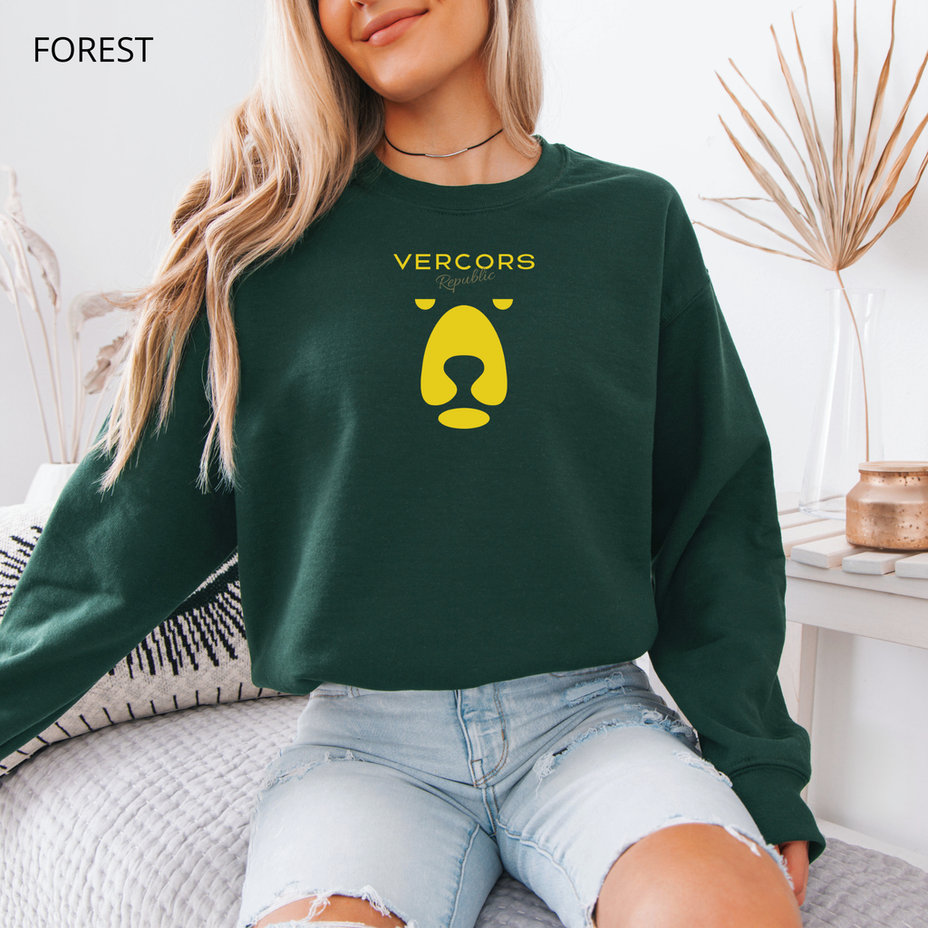 Unisex Medium Round Neck Bear Sweatshirt - Gold Yellow
