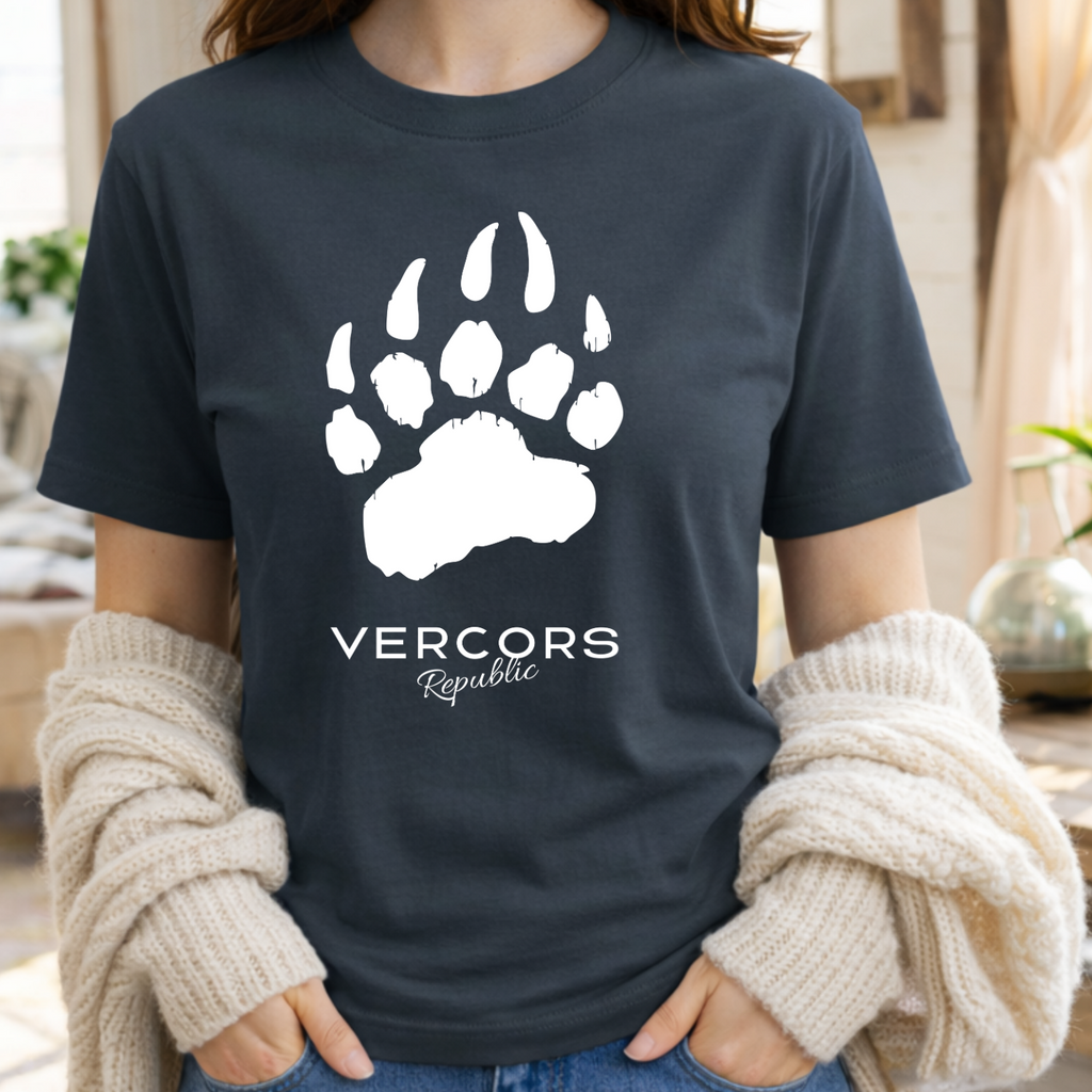 Camiseta Unisex de Algodón Orgánico - Garras de Oso Grande Blanco