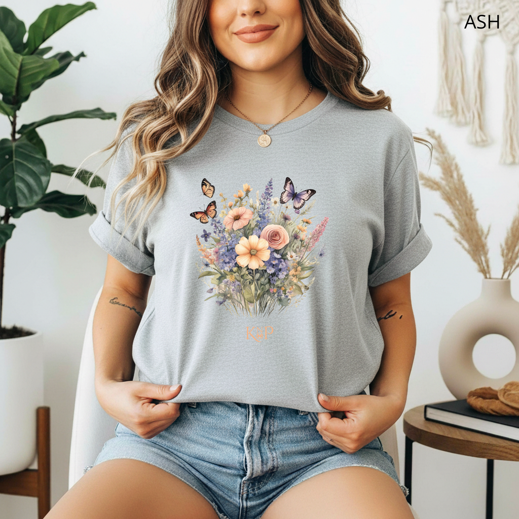 T-shirt classique unisexe - KNOP - Papillons dans des Fleurs