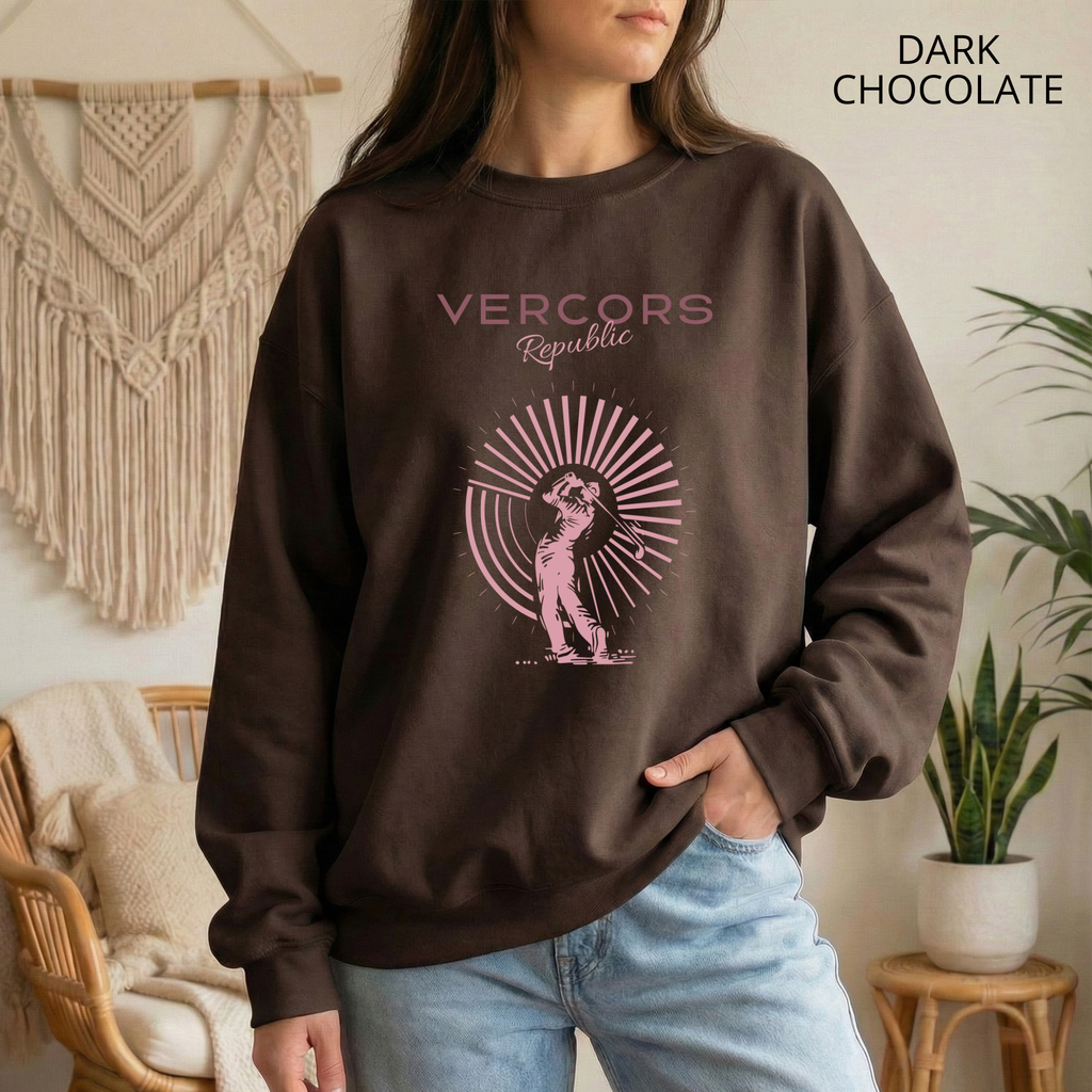 Unisex Round Neck Sweatshirt - Pink Golfer