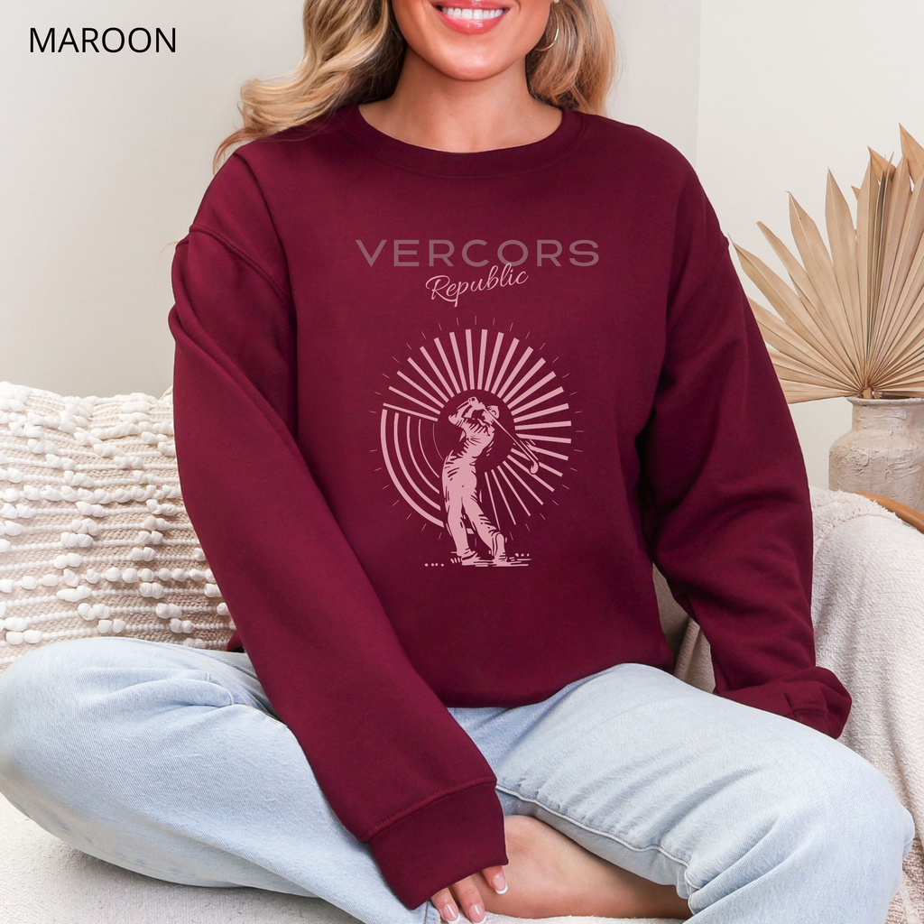 Unisex Round Neck Sweatshirt - Pink Golfer