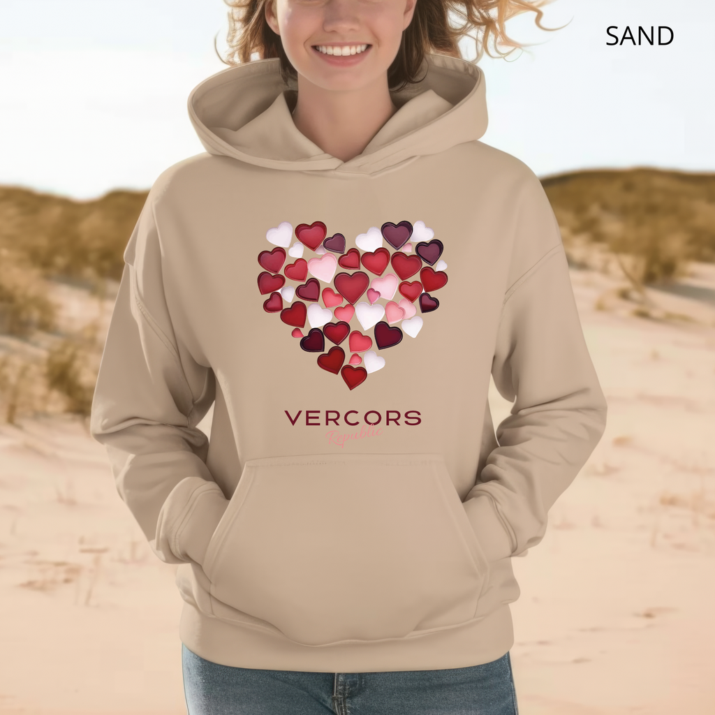 Sweat à Capuche - Cœurs Roses et Rouges