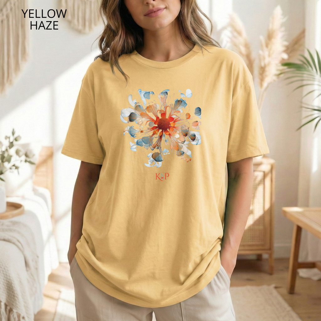 T-shirt classique unisexe - KNOP - Fleur Pastel Bleue et Rouge