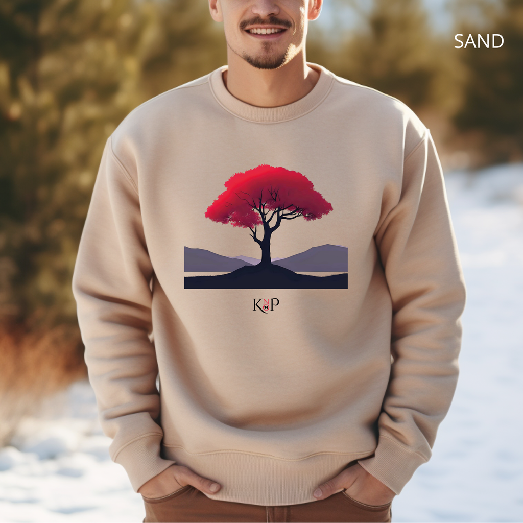 Sweat Unisexe à Col Rond - KNOP - Arbre Rouge et Noir
