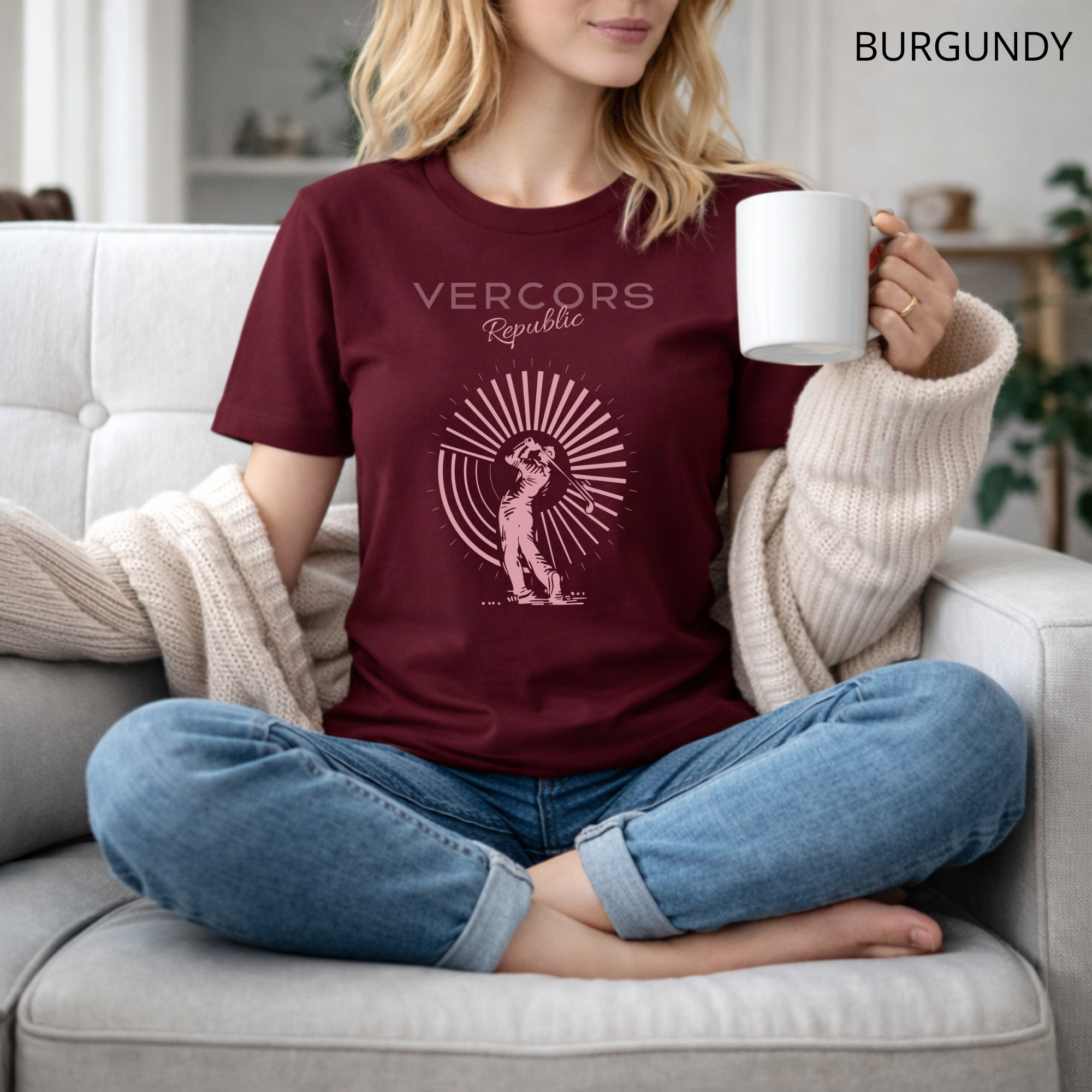 T-shirt unisexe en coton biologique - Golfeur Rose