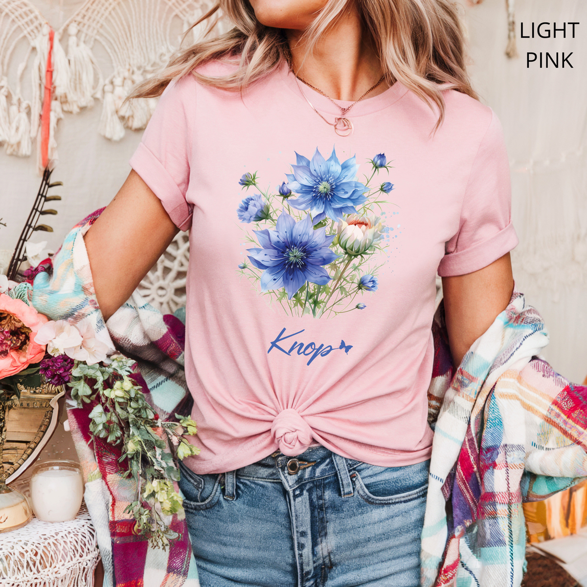 T-Shirt Classique Unisexe - KNOP - Bouquet de Grosses Fleurs Bleues