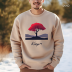 Sweat Unisexe à Col Rond - KNOP - Arbre Rouge et Noir