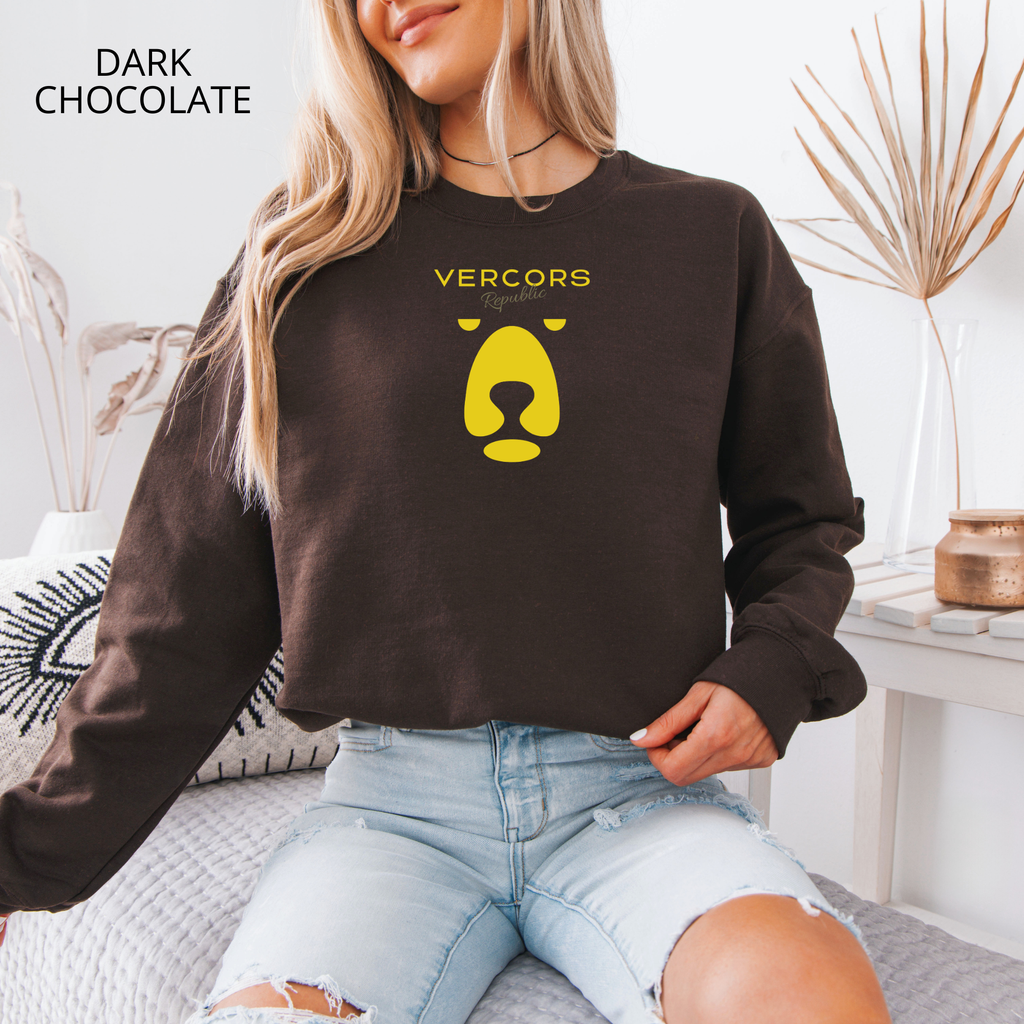 Unisex Medium Round Neck Bear Sweatshirt - Gold Yellow