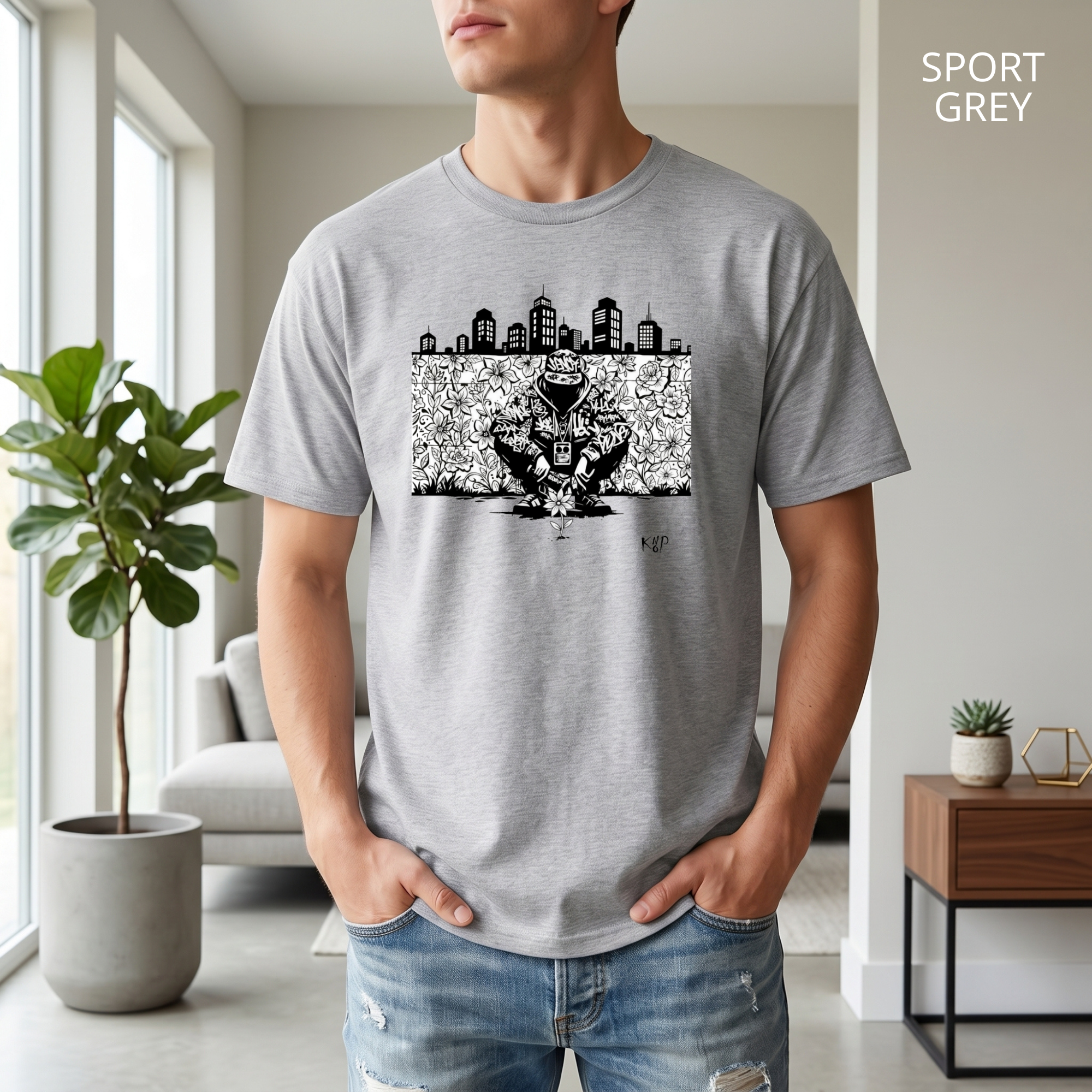 T-shirt classique unisexe - KNOP - Tagueur devant une Fleur