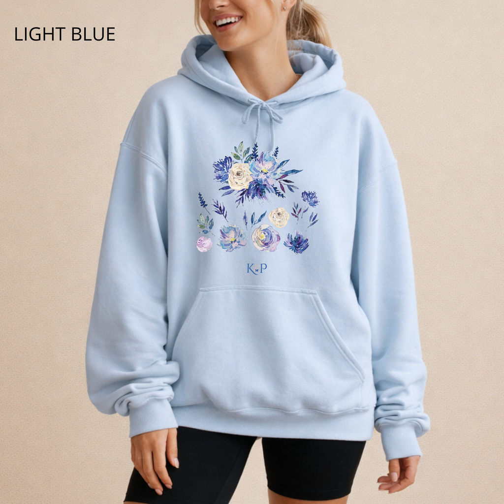 Sweat à capuche - KNOP - Fleurs Bleues