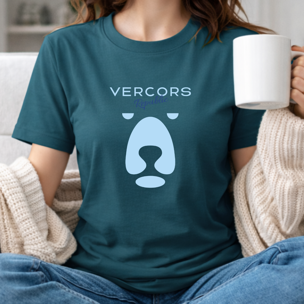 T-Shirt Unisexe en Coton Biologique - Ours Moyen  Bleu Ciel
