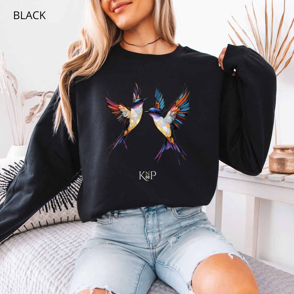 Sweat Unisexe à Col Rond - KNOP - 2 Oiseaux Multicolores