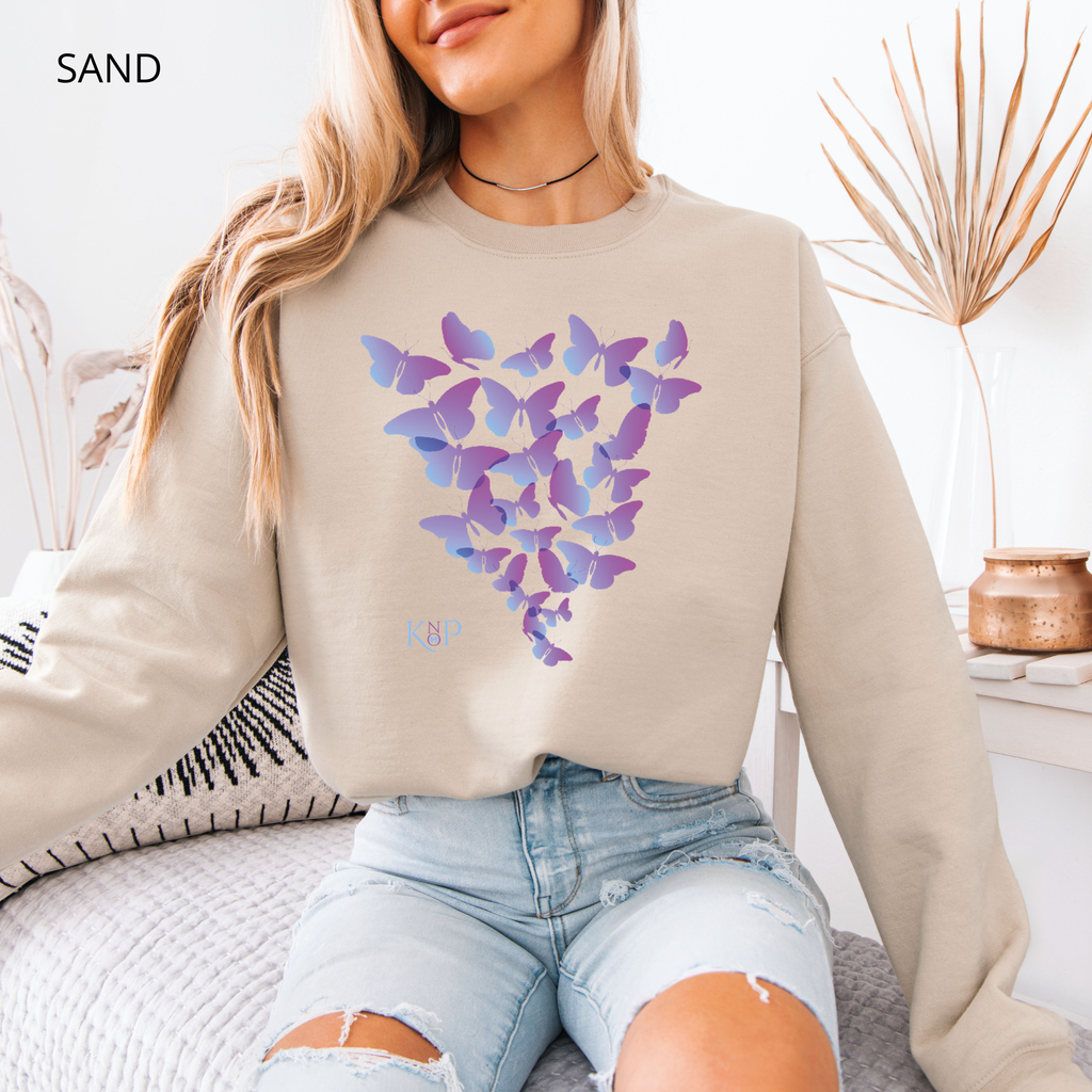 Sweat Unisexe à Col Rond - KNOP - Essaim de Papillons