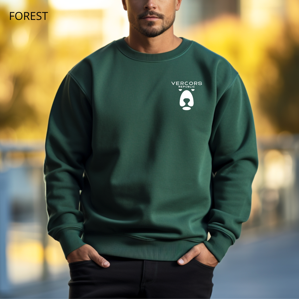 Unisex Round Neck Sweatshirt - White Bear Logo