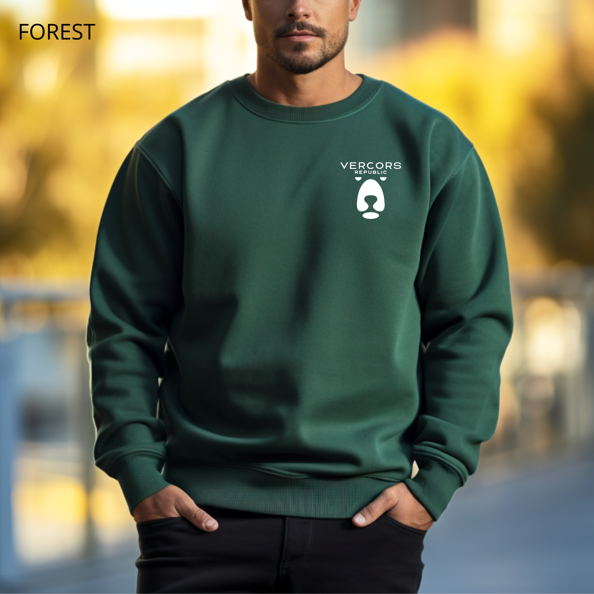 Sweat Unisexe à Col Rond - Logo Ours Blanc