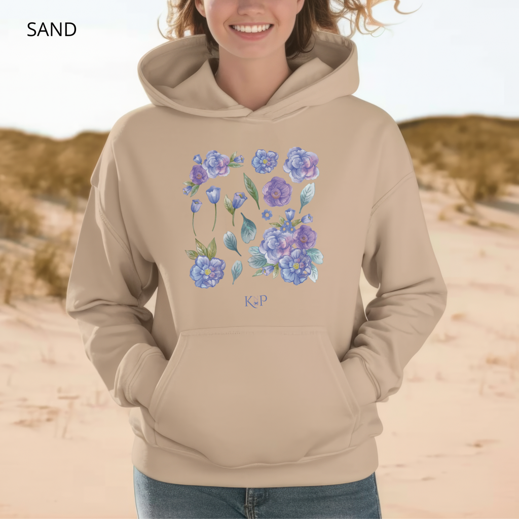 Sweat à capuche - KNOP - Fleurs Bleues et Violettes