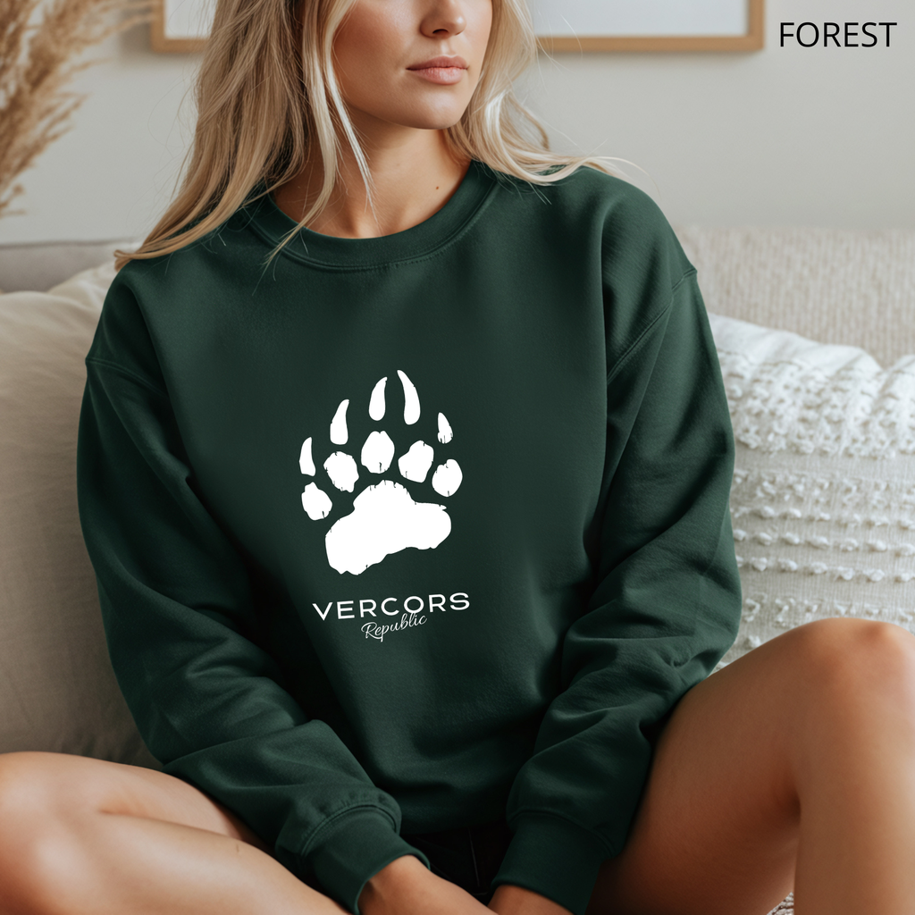 Unisex Crewneck Sweatshirt Medium Bear Claw - White