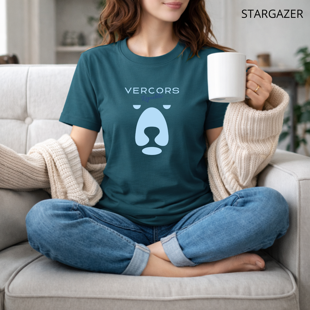 T-shirt unisexe en coton biologique - Ours Moyen  Bleu Ciel