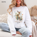 Sweat Unisexe à Col Rond - Bambi Entouré de Fleurs