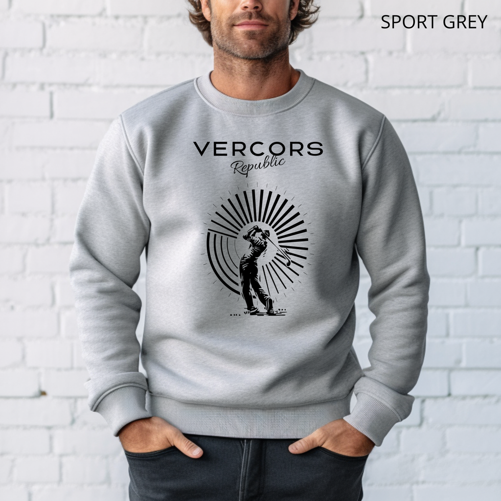 Sweat Unisexe à Col Rond - Golfeur Noir