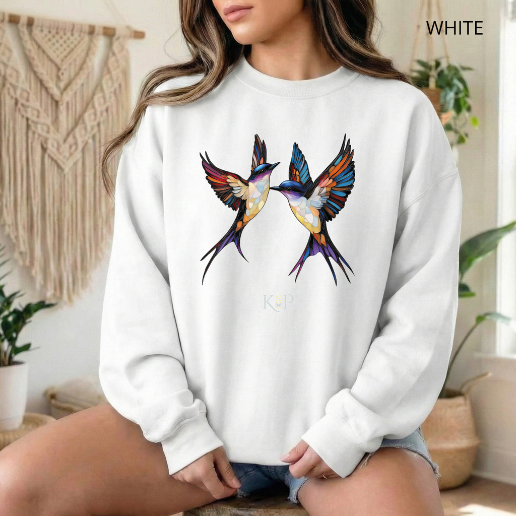 Sweat Unisexe à Col Rond - KNOP - 2 Oiseaux Multicolores