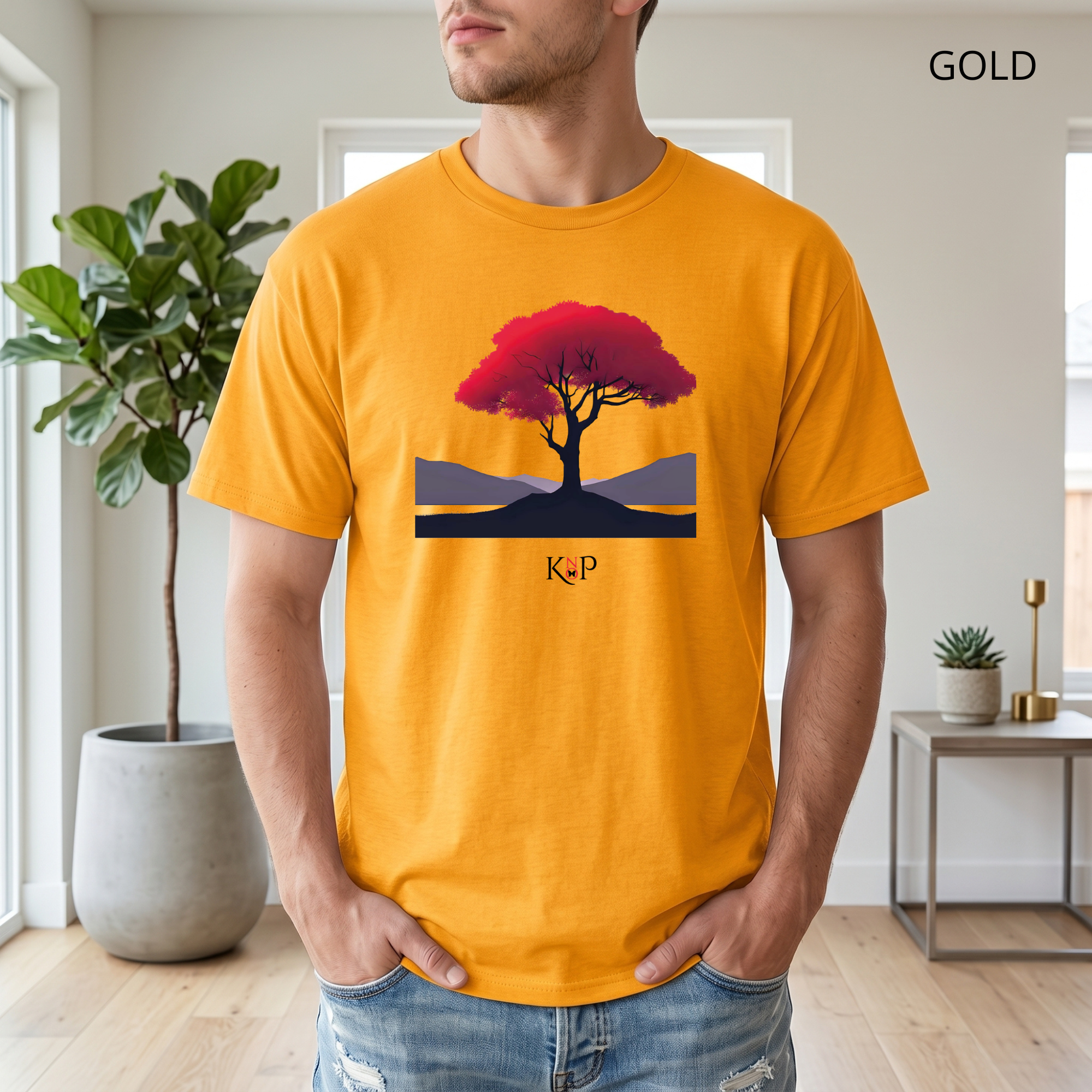 T-shirt classique unisexe - KNOP - Arbre Rouge et Noir