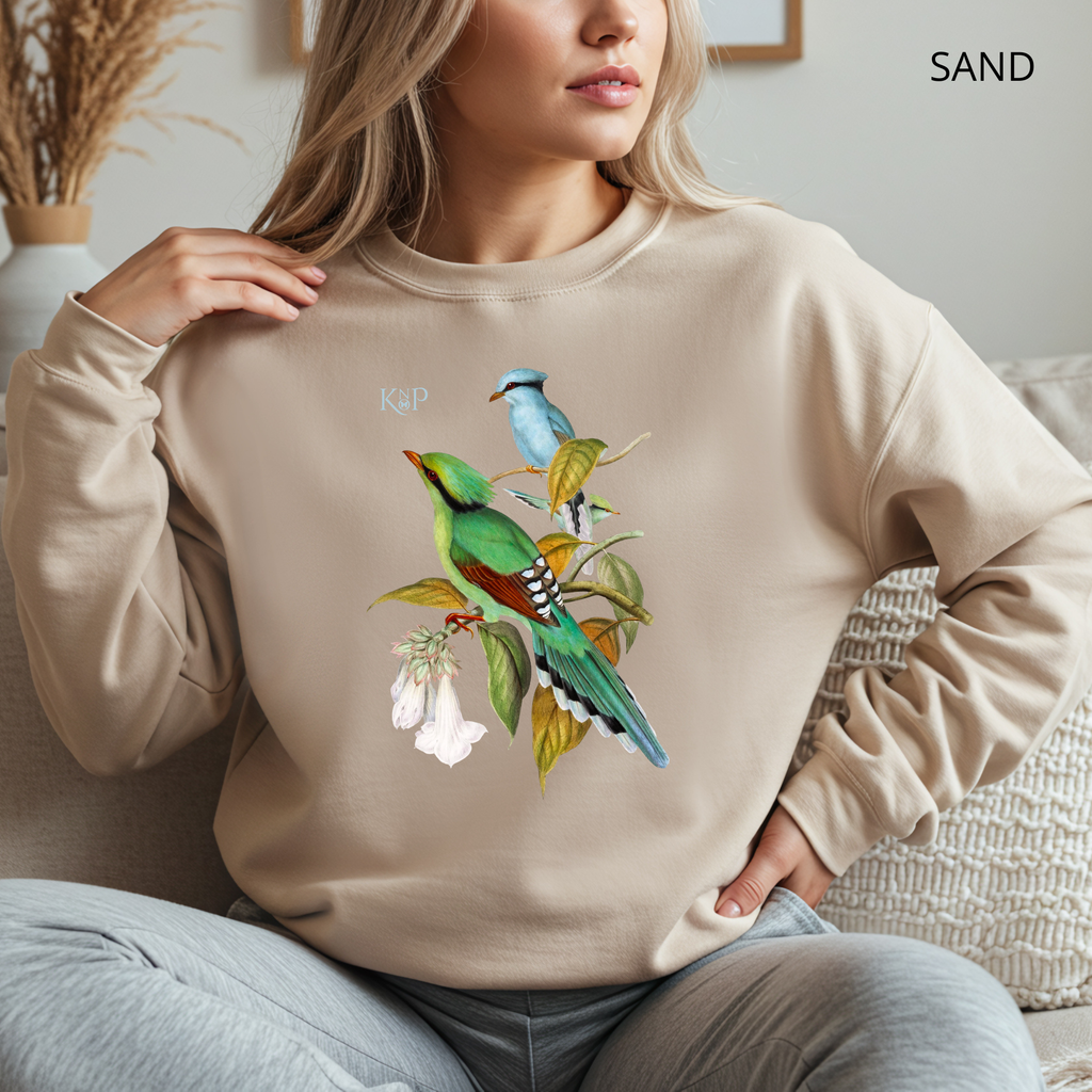 Sweat Unisexe à Col Rond - KNOP - 2 Oiseaux Verts Green Cissa