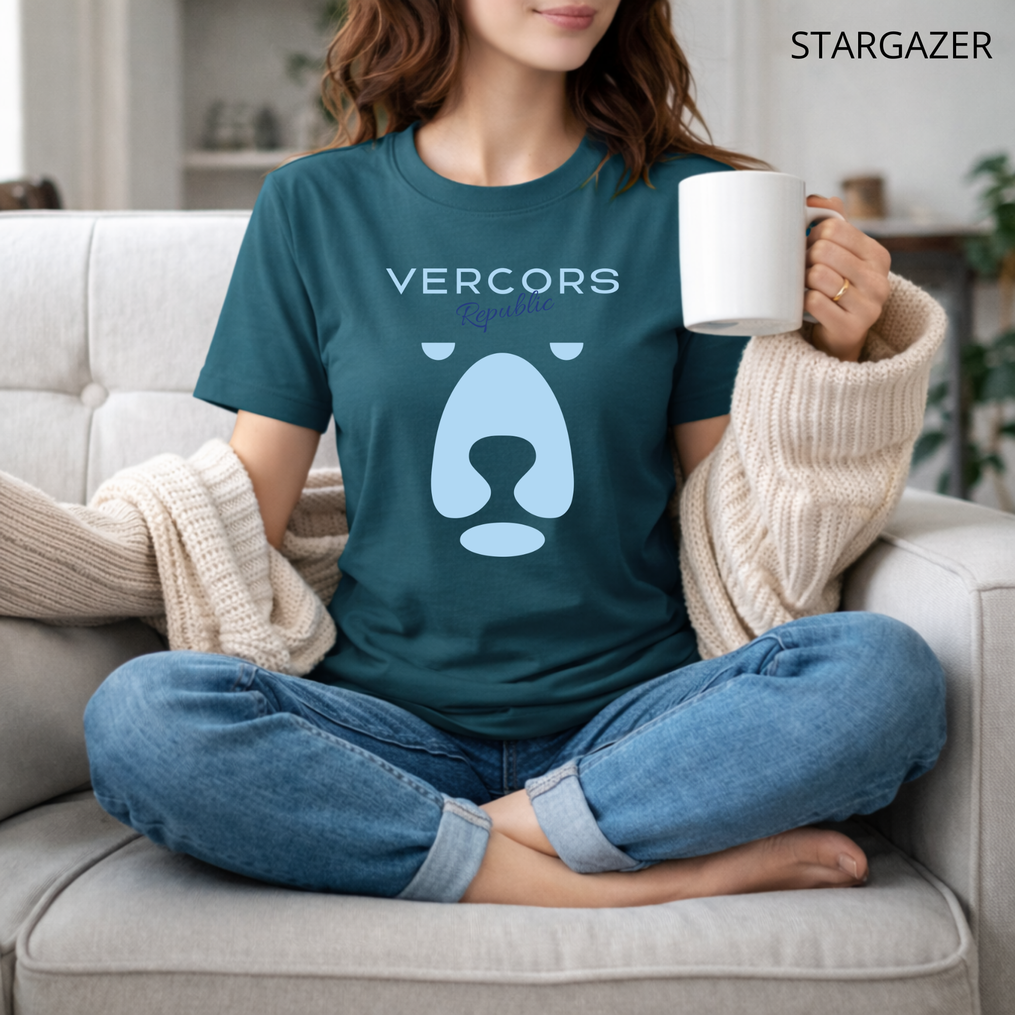 T-shirt unisexe en coton biologique - Ours Larges Bleu Ciel