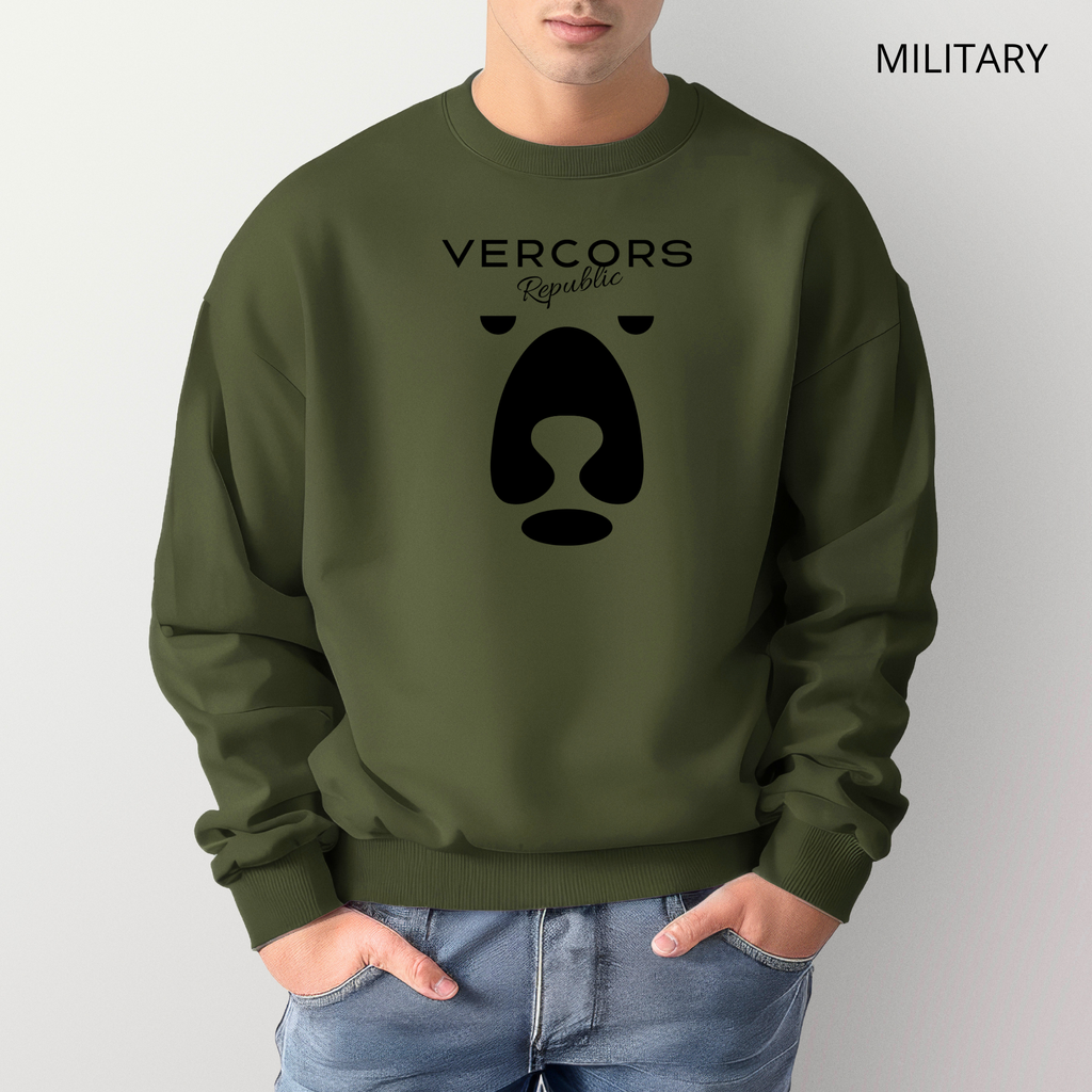 Unisex Oversized Bear Crewneck Sweatshirt - Black