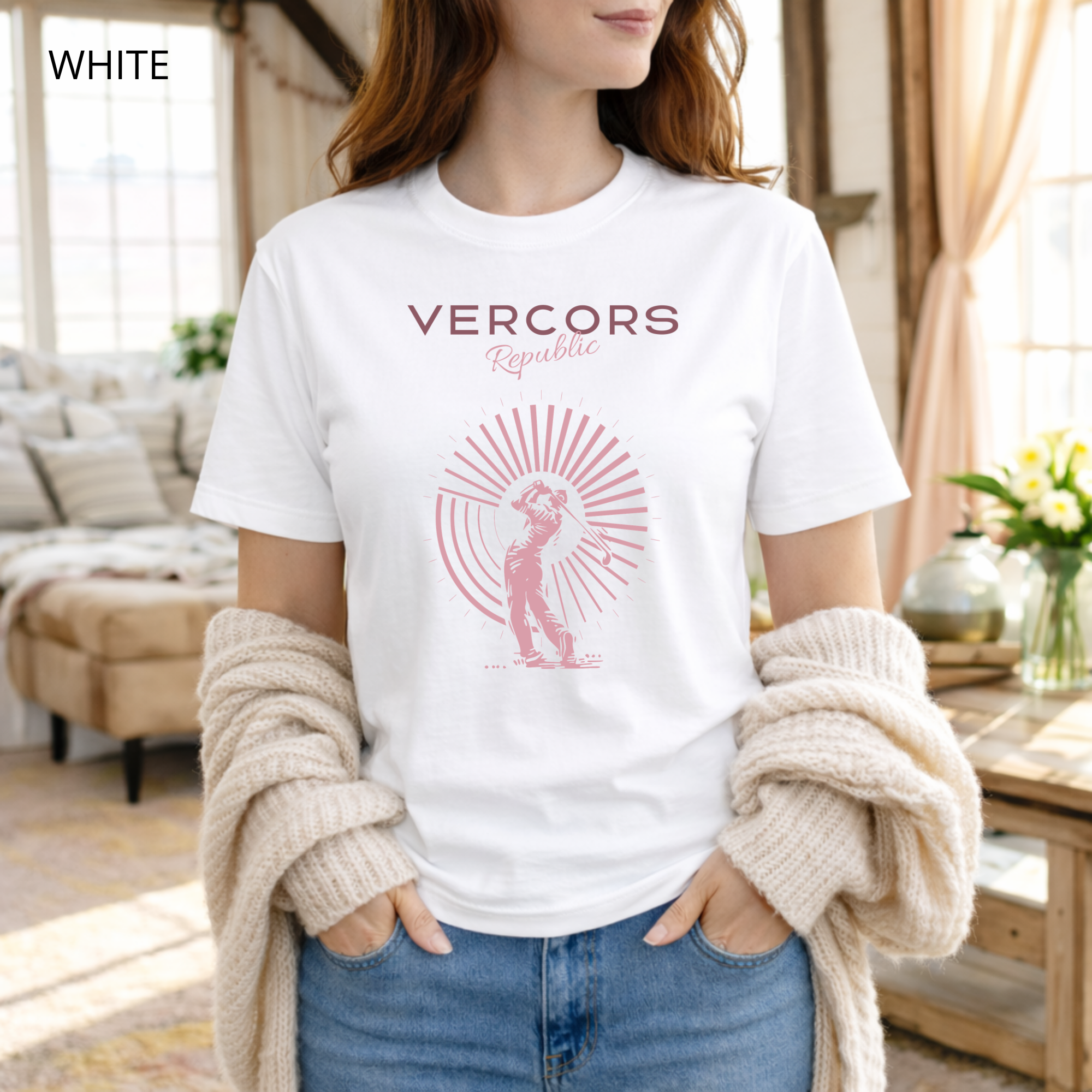 T-shirt unisexe en coton biologique - Golfeur Rose