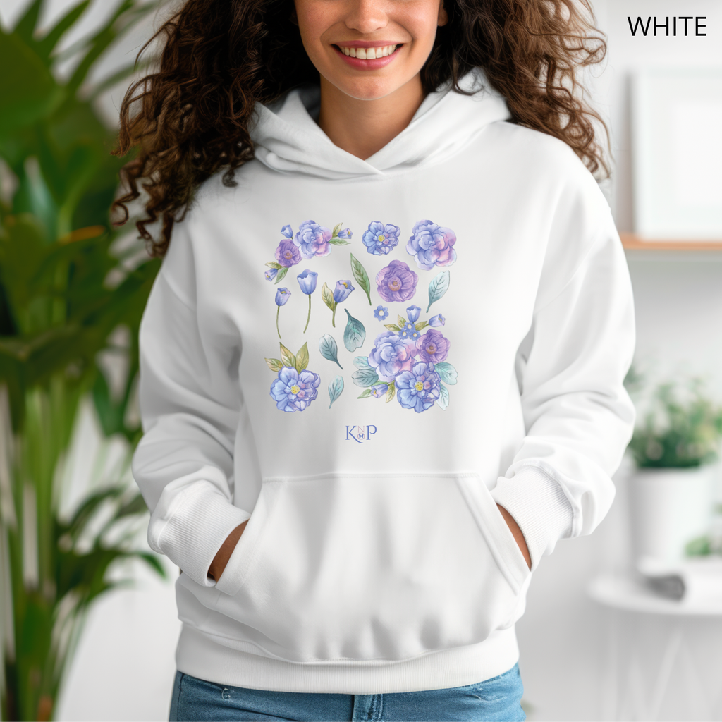 Sweat à capuche - KNOP - Fleurs Bleues et Violettes